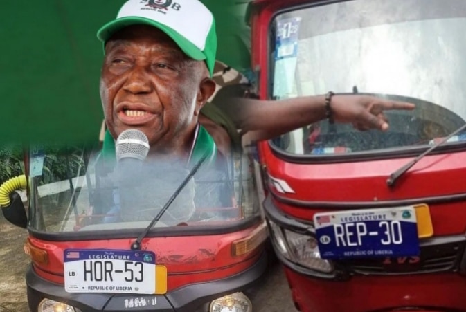 Image of Liberia President, Joseph Baokai and tricycle of Lawmakers